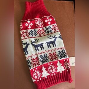 AURUZA Red & White Knit Pet Sweater